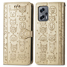 Custodia Portafoglio In Pelle Fantasia Modello Cover con Supporto S03D per Xiaomi Redmi Note 11T Pro 5G Oro