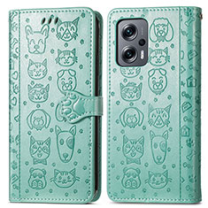 Custodia Portafoglio In Pelle Fantasia Modello Cover con Supporto S03D per Xiaomi Redmi Note 11T Pro 5G Verde