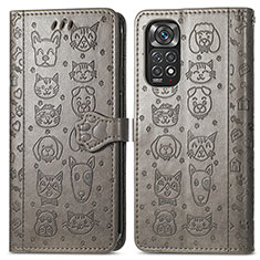 Custodia Portafoglio In Pelle Fantasia Modello Cover con Supporto S03D per Xiaomi Redmi Note 12 Pro 4G Grigio