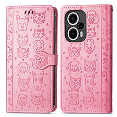 Custodia Portafoglio In Pelle Fantasia Modello Cover con Supporto S03D per Xiaomi Redmi Note 12 Turbo 5G Rosa