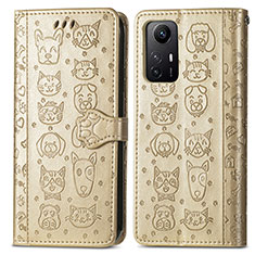 Custodia Portafoglio In Pelle Fantasia Modello Cover con Supporto S03D per Xiaomi Redmi Note 12S Oro