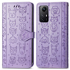 Custodia Portafoglio In Pelle Fantasia Modello Cover con Supporto S03D per Xiaomi Redmi Note 12S Viola