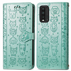 Custodia Portafoglio In Pelle Fantasia Modello Cover con Supporto S03D per Xiaomi Redmi Note 9 4G Verde