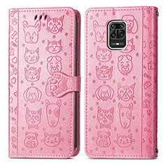 Custodia Portafoglio In Pelle Fantasia Modello Cover con Supporto S03D per Xiaomi Redmi Note 9 Pro Rosa