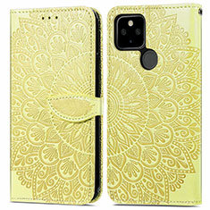 Custodia Portafoglio In Pelle Fantasia Modello Cover con Supporto S04D per Google Pixel 5a 5G Giallo