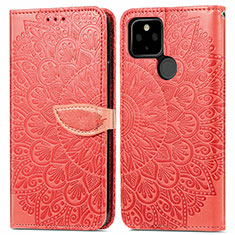 Custodia Portafoglio In Pelle Fantasia Modello Cover con Supporto S04D per Google Pixel 5a 5G Rosso