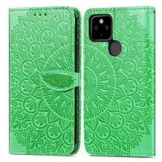 Custodia Portafoglio In Pelle Fantasia Modello Cover con Supporto S04D per Google Pixel 5a 5G Verde