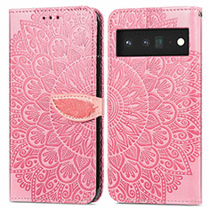 Custodia Portafoglio In Pelle Fantasia Modello Cover con Supporto S04D per Google Pixel 6 5G Oro Rosa