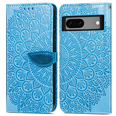 Custodia Portafoglio In Pelle Fantasia Modello Cover con Supporto S04D per Google Pixel 7 5G Blu