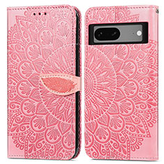 Custodia Portafoglio In Pelle Fantasia Modello Cover con Supporto S04D per Google Pixel 7 5G Oro Rosa