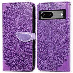 Custodia Portafoglio In Pelle Fantasia Modello Cover con Supporto S04D per Google Pixel 7 5G Viola