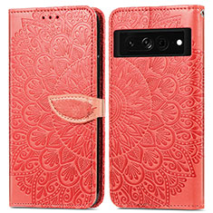 Custodia Portafoglio In Pelle Fantasia Modello Cover con Supporto S04D per Google Pixel 7a 5G Rosso