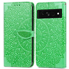 Custodia Portafoglio In Pelle Fantasia Modello Cover con Supporto S04D per Google Pixel 7a 5G Verde