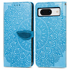 Custodia Portafoglio In Pelle Fantasia Modello Cover con Supporto S04D per Google Pixel 8 5G Blu