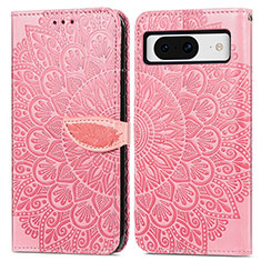 Custodia Portafoglio In Pelle Fantasia Modello Cover con Supporto S04D per Google Pixel 8 5G Oro Rosa