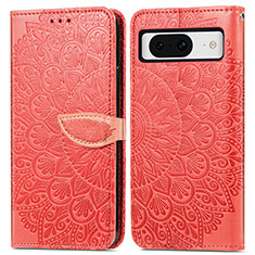 Custodia Portafoglio In Pelle Fantasia Modello Cover con Supporto S04D per Google Pixel 8 5G Rosso