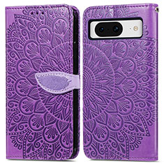 Custodia Portafoglio In Pelle Fantasia Modello Cover con Supporto S04D per Google Pixel 8 5G Viola