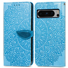 Custodia Portafoglio In Pelle Fantasia Modello Cover con Supporto S04D per Google Pixel 8 Pro 5G Blu