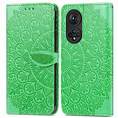 Custodia Portafoglio In Pelle Fantasia Modello Cover con Supporto S04D per Huawei Honor 50 Pro 5G Verde