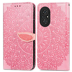 Custodia Portafoglio In Pelle Fantasia Modello Cover con Supporto S04D per Huawei Honor 50 SE 5G Oro Rosa