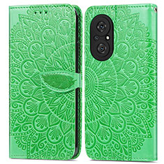 Custodia Portafoglio In Pelle Fantasia Modello Cover con Supporto S04D per Huawei Honor 50 SE 5G Verde