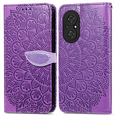 Custodia Portafoglio In Pelle Fantasia Modello Cover con Supporto S04D per Huawei Honor 50 SE 5G Viola