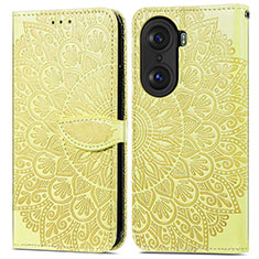 Custodia Portafoglio In Pelle Fantasia Modello Cover con Supporto S04D per Huawei Honor 60 5G Giallo