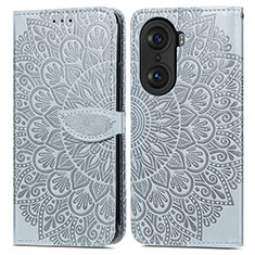 Custodia Portafoglio In Pelle Fantasia Modello Cover con Supporto S04D per Huawei Honor 60 5G Grigio