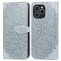 Custodia Portafoglio In Pelle Fantasia Modello Cover con Supporto S04D per Huawei Honor 60 SE 5G Grigio