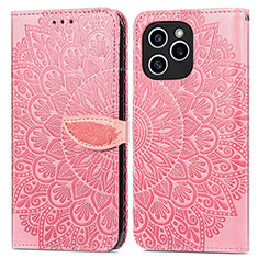 Custodia Portafoglio In Pelle Fantasia Modello Cover con Supporto S04D per Huawei Honor 60 SE 5G Oro Rosa