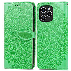 Custodia Portafoglio In Pelle Fantasia Modello Cover con Supporto S04D per Huawei Honor 60 SE 5G Verde