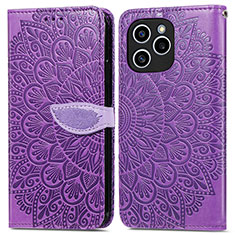 Custodia Portafoglio In Pelle Fantasia Modello Cover con Supporto S04D per Huawei Honor 60 SE 5G Viola