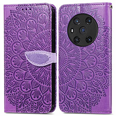 Custodia Portafoglio In Pelle Fantasia Modello Cover con Supporto S04D per Huawei Honor Magic3 5G Viola