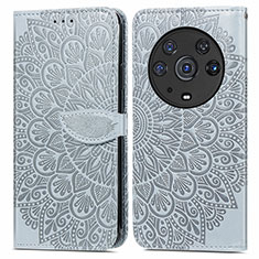 Custodia Portafoglio In Pelle Fantasia Modello Cover con Supporto S04D per Huawei Honor Magic3 Pro 5G Grigio