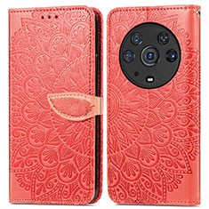 Custodia Portafoglio In Pelle Fantasia Modello Cover con Supporto S04D per Huawei Honor Magic3 Pro 5G Rosso