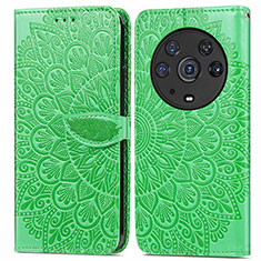 Custodia Portafoglio In Pelle Fantasia Modello Cover con Supporto S04D per Huawei Honor Magic3 Pro 5G Verde