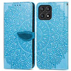 Custodia Portafoglio In Pelle Fantasia Modello Cover con Supporto S04D per Huawei Honor X30i Blu