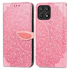 Custodia Portafoglio In Pelle Fantasia Modello Cover con Supporto S04D per Huawei Honor X30i Oro Rosa