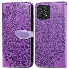 Custodia Portafoglio In Pelle Fantasia Modello Cover con Supporto S04D per Huawei Honor X30i Viola