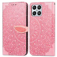 Custodia Portafoglio In Pelle Fantasia Modello Cover con Supporto S04D per Huawei Honor X8 4G Oro Rosa