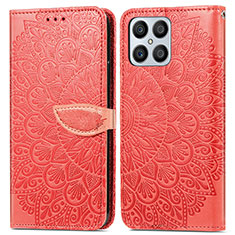 Custodia Portafoglio In Pelle Fantasia Modello Cover con Supporto S04D per Huawei Honor X8 4G Rosso