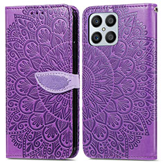 Custodia Portafoglio In Pelle Fantasia Modello Cover con Supporto S04D per Huawei Honor X8 4G Viola