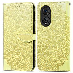 Custodia Portafoglio In Pelle Fantasia Modello Cover con Supporto S04D per Huawei Nova 9 Giallo