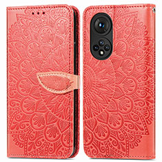 Custodia Portafoglio In Pelle Fantasia Modello Cover con Supporto S04D per Huawei Nova 9 Pro Rosso