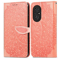 Custodia Portafoglio In Pelle Fantasia Modello Cover con Supporto S04D per Huawei Nova 9 SE Arancione