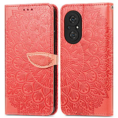 Custodia Portafoglio In Pelle Fantasia Modello Cover con Supporto S04D per Huawei Nova 9 SE Rosso