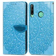 Custodia Portafoglio In Pelle Fantasia Modello Cover con Supporto S04D per Huawei P40 Lite E Blu