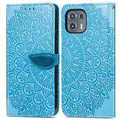 Custodia Portafoglio In Pelle Fantasia Modello Cover con Supporto S04D per Motorola Moto Edge 20 Lite 5G Blu