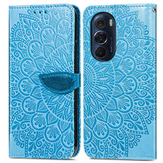 Custodia Portafoglio In Pelle Fantasia Modello Cover con Supporto S04D per Motorola Moto Edge 30 Pro 5G Blu