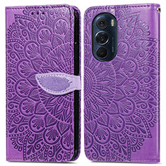 Custodia Portafoglio In Pelle Fantasia Modello Cover con Supporto S04D per Motorola Moto Edge 30 Pro 5G Viola